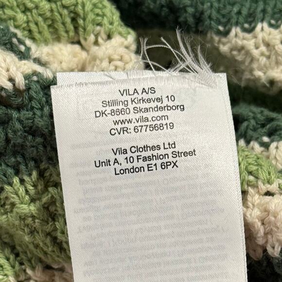Vila Dress Crochet Knit Cottage Coquette Boho Retro Midi Stripe Green Size 18/20 - Picture 6 of 7